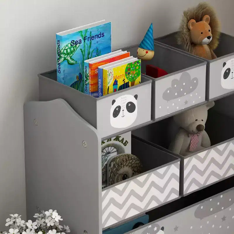 Organizzatore per giocattoli con 6 contenitori, mobiletto portaoggetti per la camera da letto dei bambini, 25 x 12 x 26