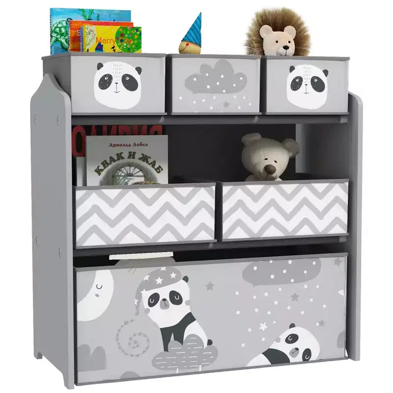 Organizzatore per giocattoli con 6 contenitori, mobiletto portaoggetti per la camera da letto dei bambini, 25 x 12 x 26