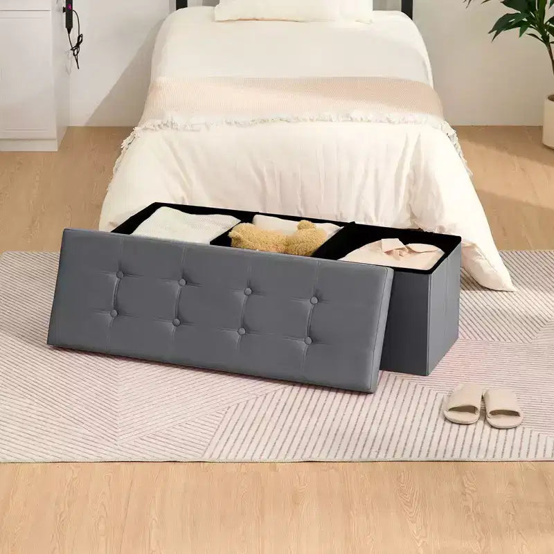 Panca Ottomana Pieghevole 43" in Velluto, Cassapanca Porta Giochi, Poggiapiedi, con capacità di 660 libbre, per Camera da Letto e Soggiorno