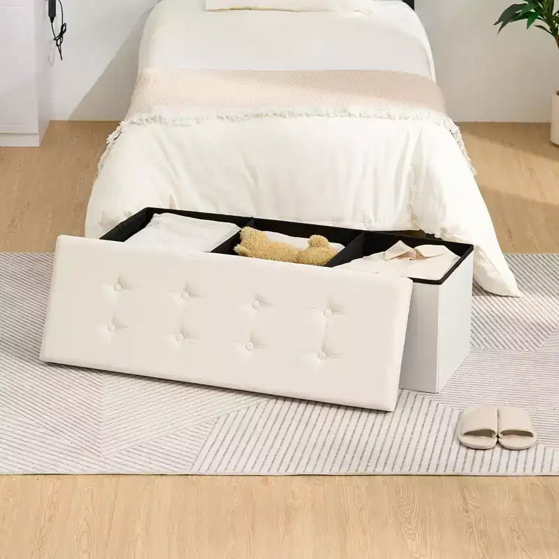 Panca Ottomana Pieghevole 43" in Velluto, Cassapanca Porta Giochi, Poggiapiedi, con capacità di 660 libbre, per Camera da Letto e Soggiorno
